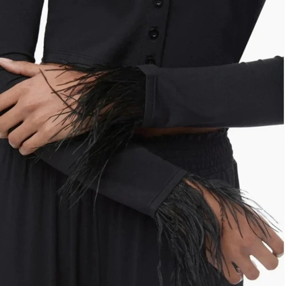 WEWOREWHATBlack Feather Trim Cardigan - Picture 3 of 7